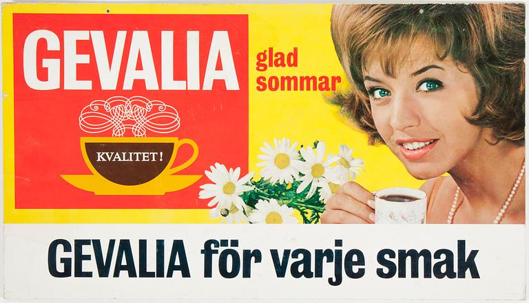 REKLAMSKYLTAR, 2 stycken, Gevalia, 1960-tal.