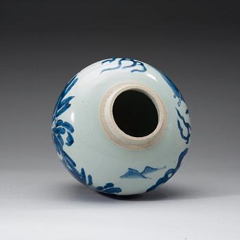 A blue and white jar, Transition 17th century.