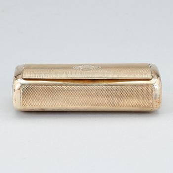 SNUSDOSA, förgyllt silver, ostämplad. Sverige 1800-talets slut/1900-talets början. Vikt ca 77g.