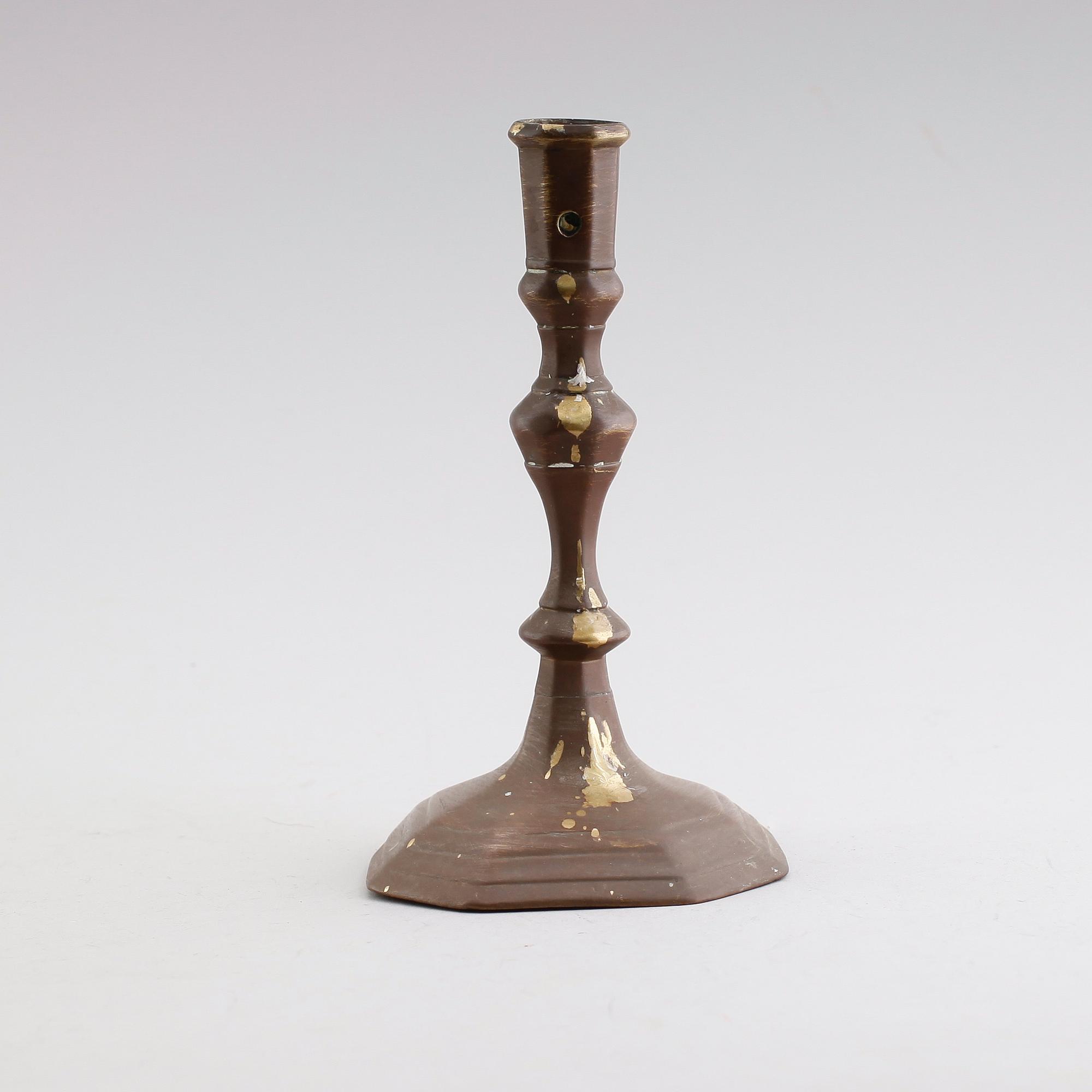 LJUSSTAKE, mässing, 1700-tal.
