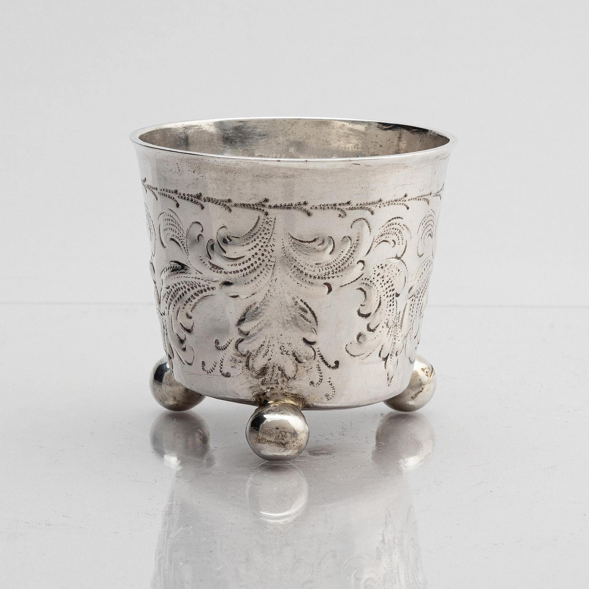 Berendt Möller, bägare, silver, Stockholm 1695. Barock.