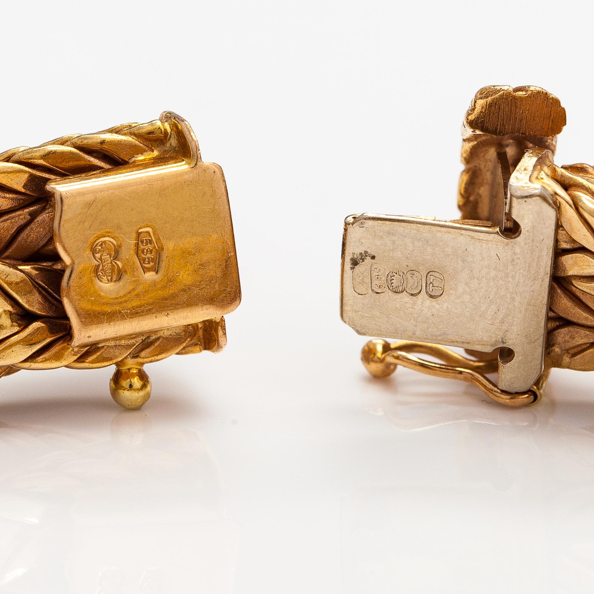 Armband, 14K guld. Finska importstämplar 1972.