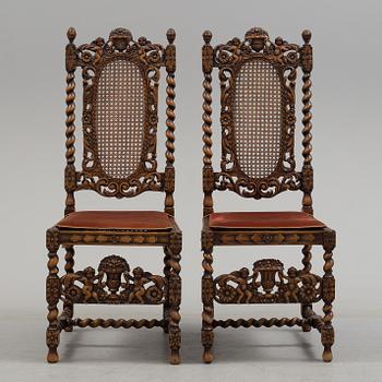 A pari of late 19th century baroque style chairs.