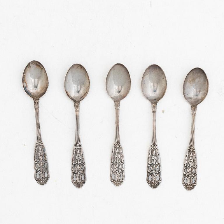 Mocking spoons, 12+5 pcs, silver, including model "Olga", including GAB, Stockholm 1964.