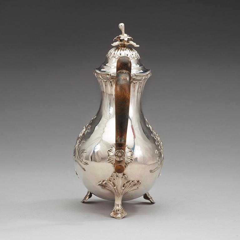 A Swedish 18th century silver coffee-pot, Fredrik Petersson Ström, Stockholm 1775.