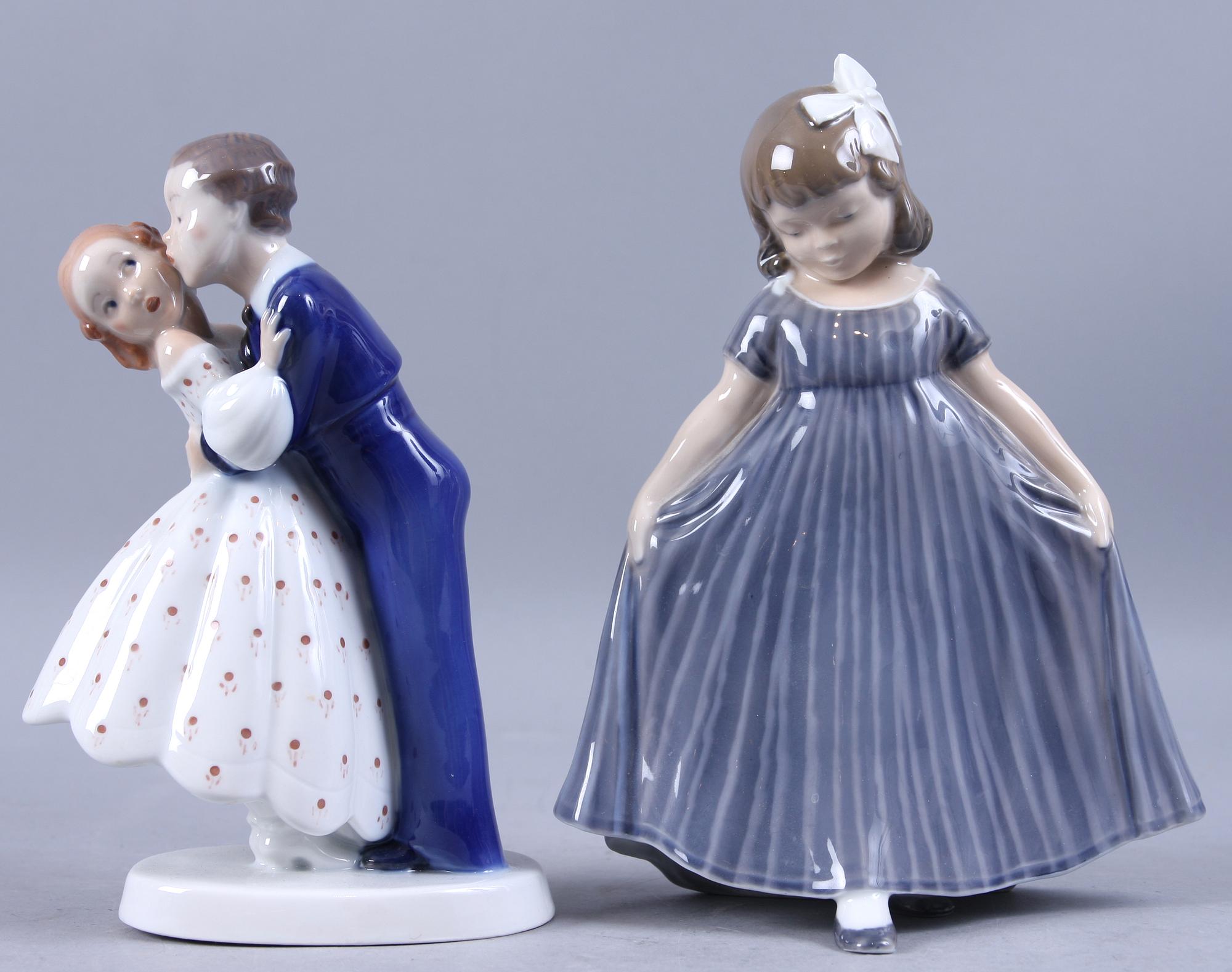FIGURINER, 6 st samt FAT, 2 st, porslin, Bing o Gröndahl samt Kongl. Dansk.