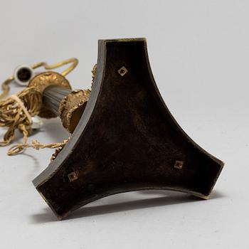 A LATE EMPIRE BRONZE TABLE LAMP, mid 19th century.