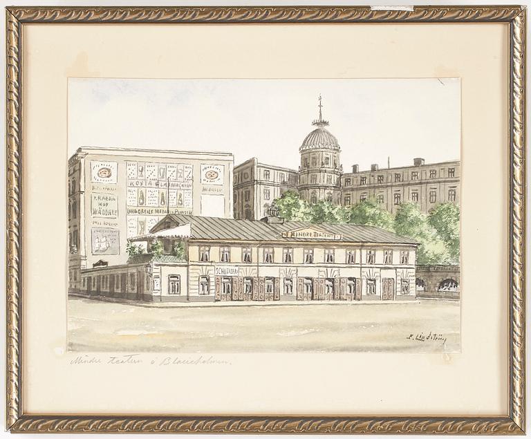 FRANS LINDSTRÖM, 14 st, akvareller, signerade.