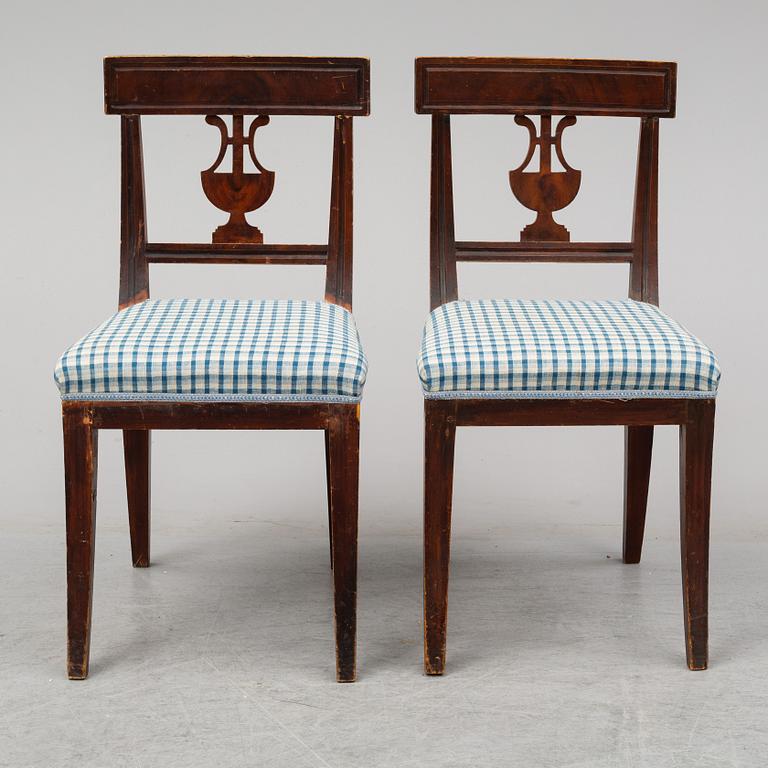 A set of six Swedish Empire style chairs, ca 1900.