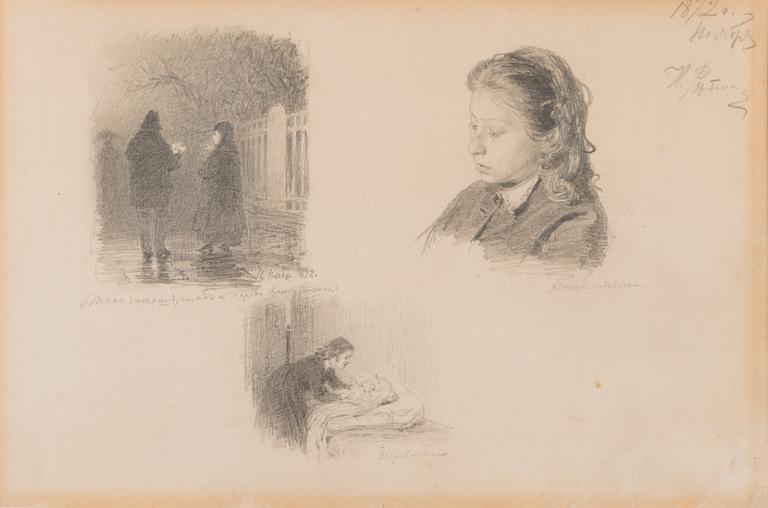 ILJA JEFIMOVITJ REPIN, teckning, signerad och daterad november 1872.