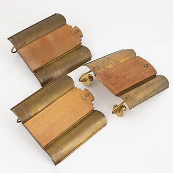 Vägglampetter, 3 st, Mjölby Intarsia, 1930-tal.