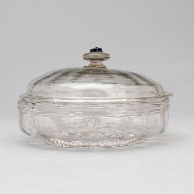 BONBONJÄR, glas, 1700-/1800-tal.