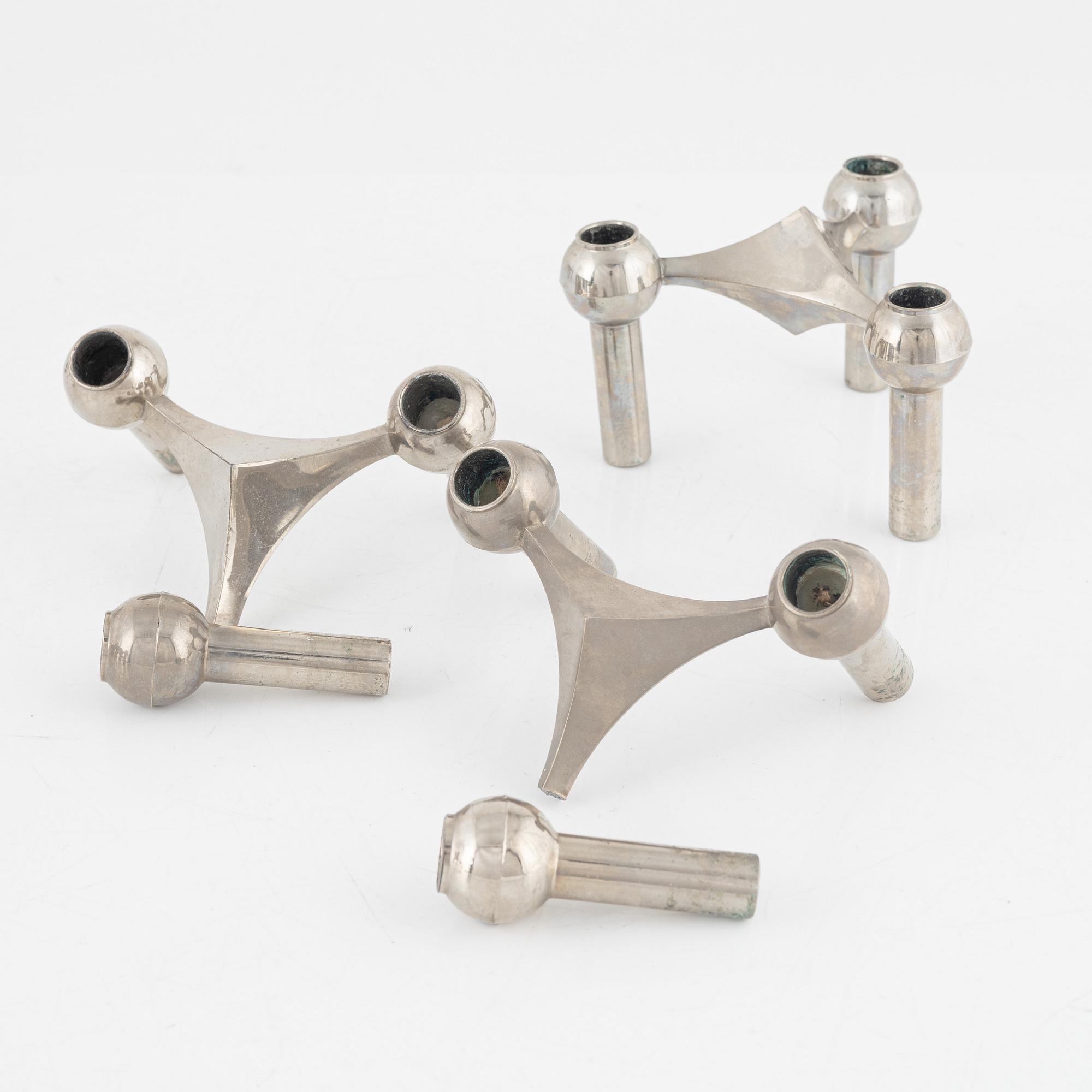 Caesar Stoffic & Fritz Nagel, ljusstakar, 10 st, vitmetall, 1900-talets andra hälft.