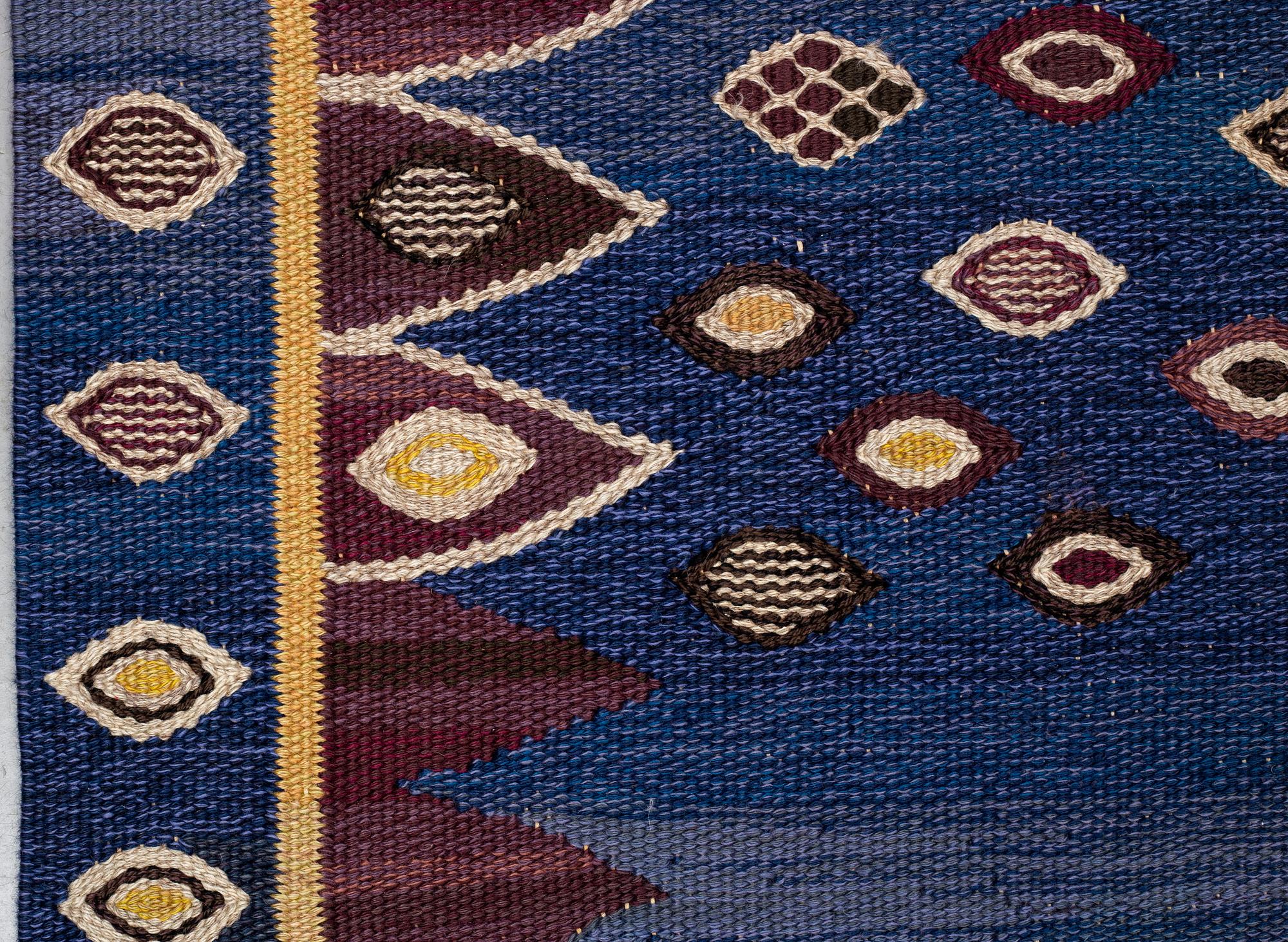 Barbro Nilsson, matto, "Snäckorna", flat weave, ca 312-313,5 x 200-204,5 cm, signed AB MMF BN.