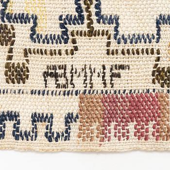 Märta Måås-Fjetterström, a textile, "Grodblad röd", flat weave, ca 42 x 38 cm, signed AB MMF.