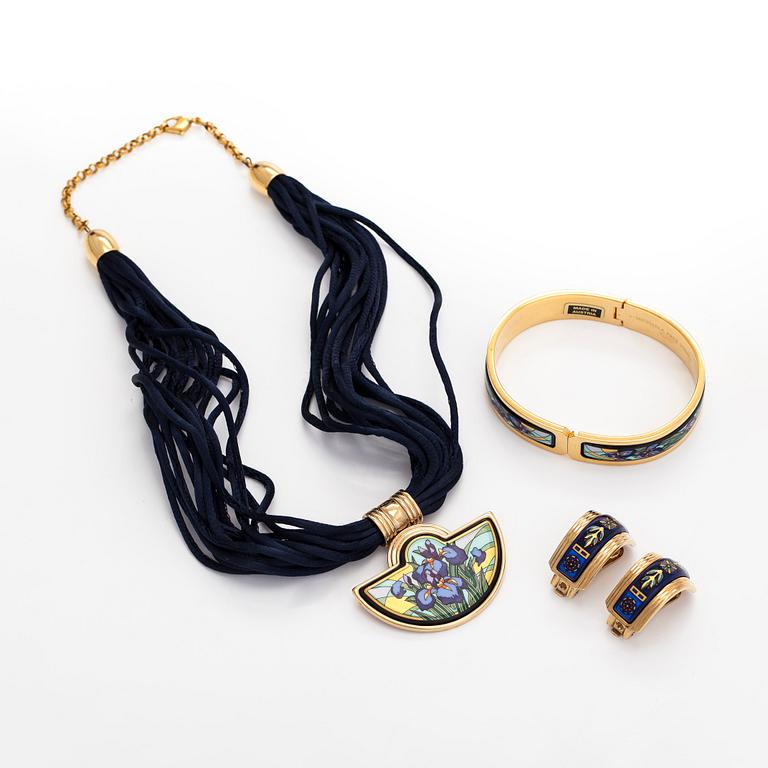 Michaela Frey, armband, halssmycke, örhängen, förgylld metall, emalj, Österrike.