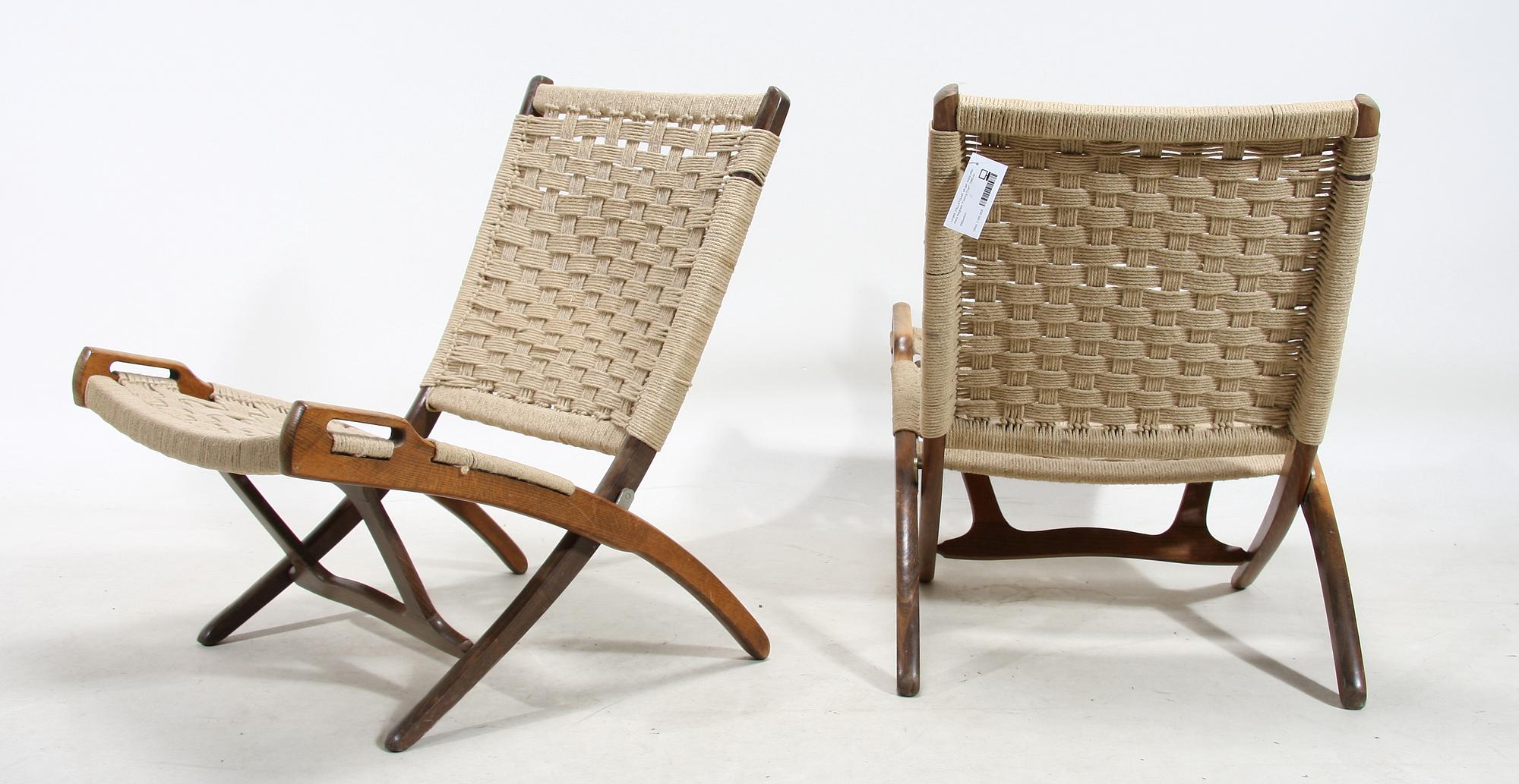 FÄLLSTOLAR, ett par, kopia efter Hans Wegners "Folding Chair", 1960-tal.