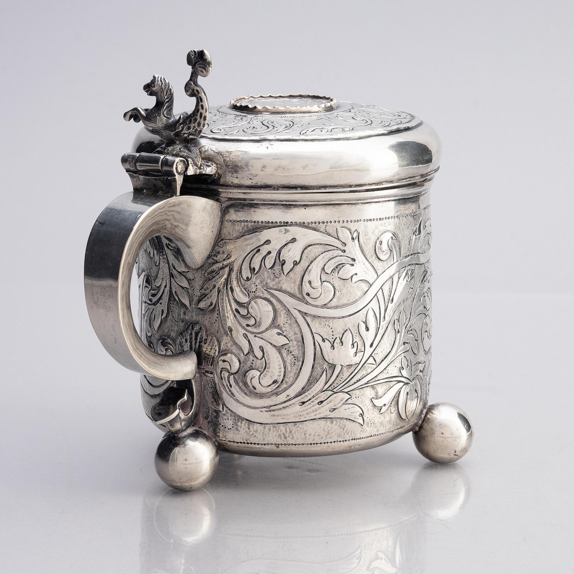 A possibly Danish 18th century silver tankard, unidentified maker's mark.