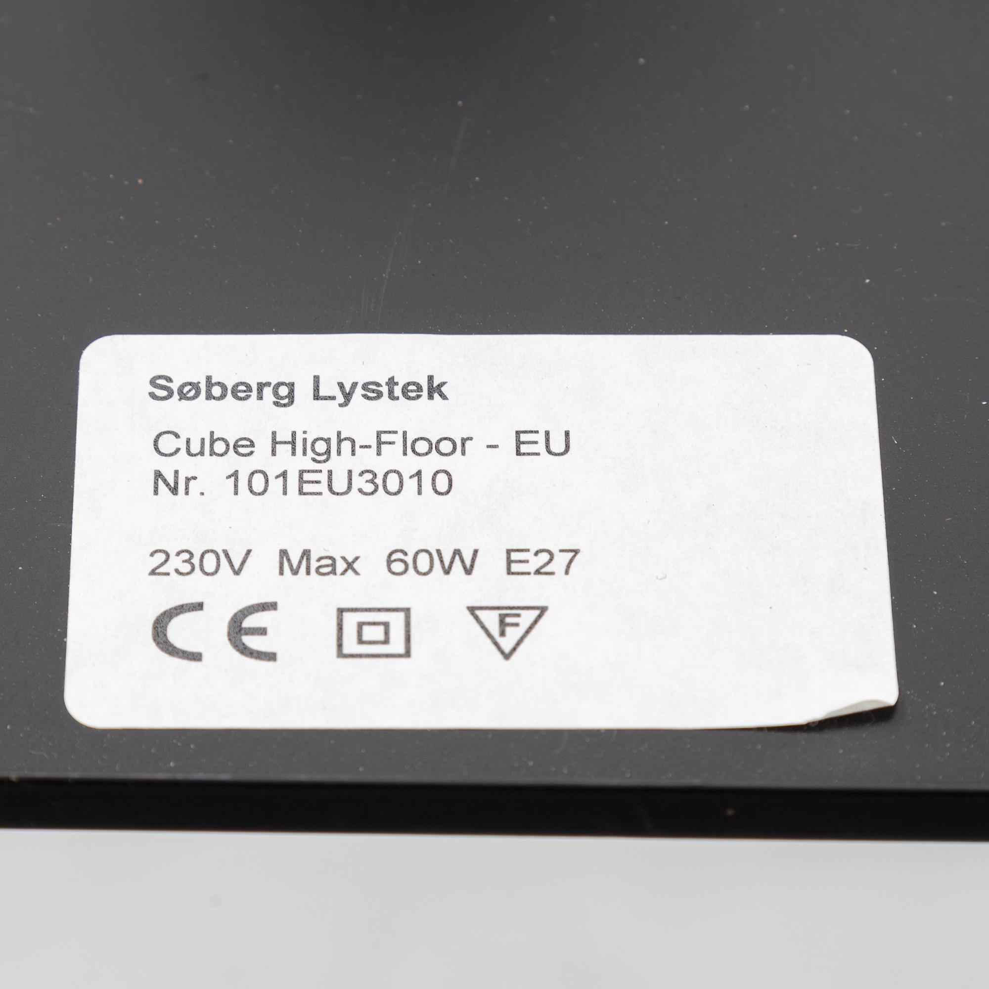 An acrylic and aluminum floor lamp, Søberg Lystek Denmark.