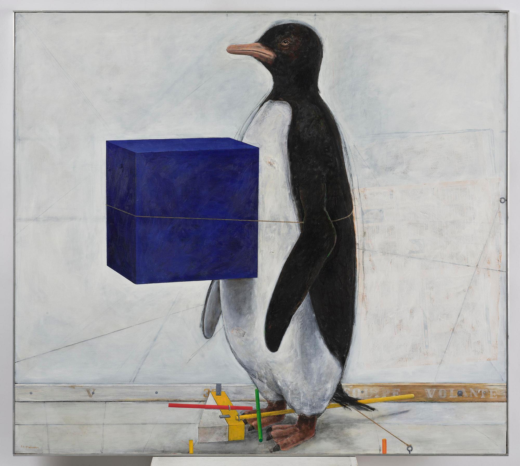 PG Thelander, Penguin with blue box.