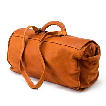 Brown leather and suede weekendbag by Björn Borg Designgroup, 1980's.