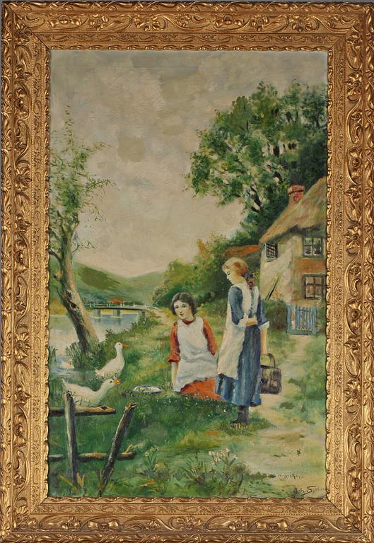 OKÄND KONSTNÄR, olja på duk, signerad John Sjöberg, 1900-talets första hälft.