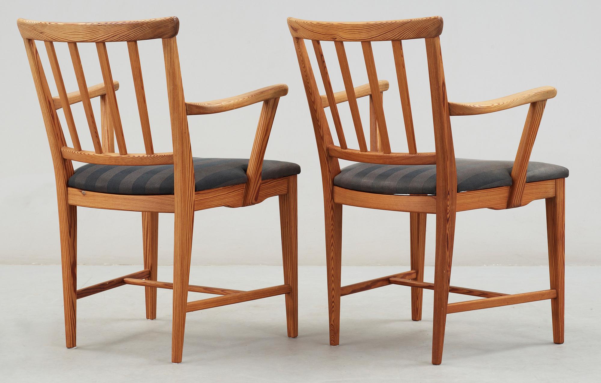 KARMSTOLAR, ett par, "Själevad", Carl Malmsten, modellen formgiven 1944.