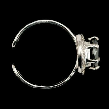 RING, silver, svart diamant 2.00 ct.