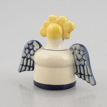 Lisa Larson, three stoneware candlesticks "Julius", "Juliana", "Angel" aswell as a bowl "Guldknopp",  Gustavsberg.