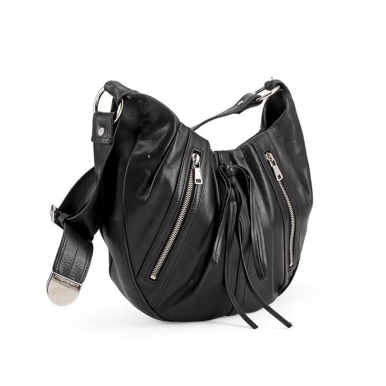 YVES SAINT LAURENT, a black leather shoulder bag.