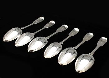 DESSERTSKEDAR, 6 st snarlika, bla London, 1800-tal. Tot ca 310 gram.