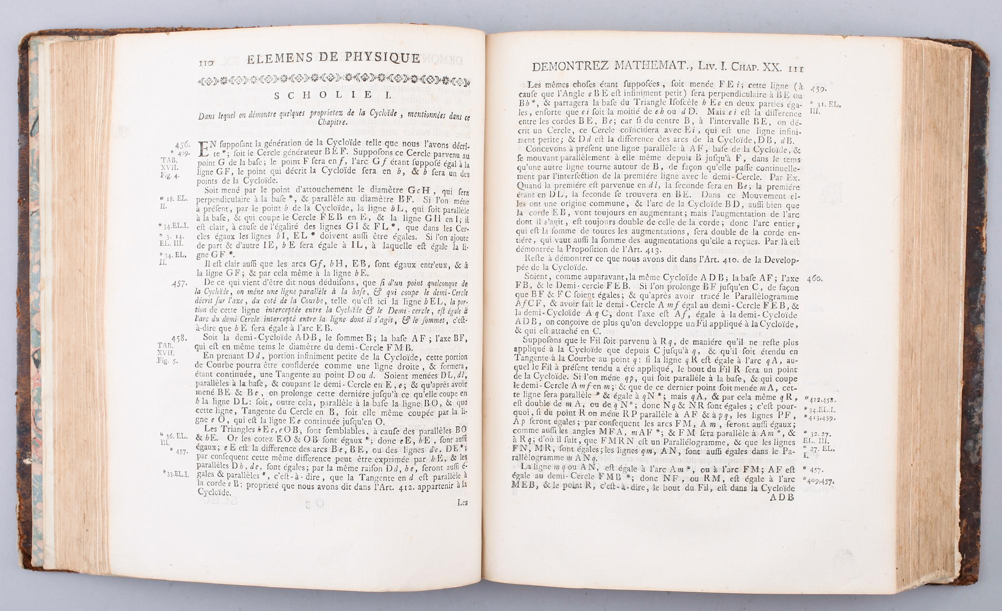 JACOBUS WILLEM GRAVESANDE, 2 vol, Elemens de Physique, Jean et Herman Verbeek, Leyden 1746.