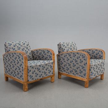 FÅTÖLJER, ett par, art deco, 1900-talets första hälft.