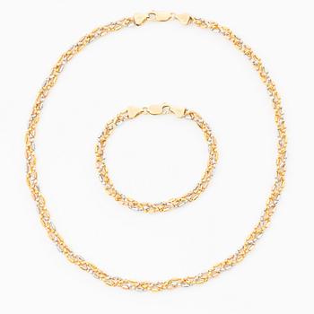 Necklace and bracelet in 18K gold and white gold.