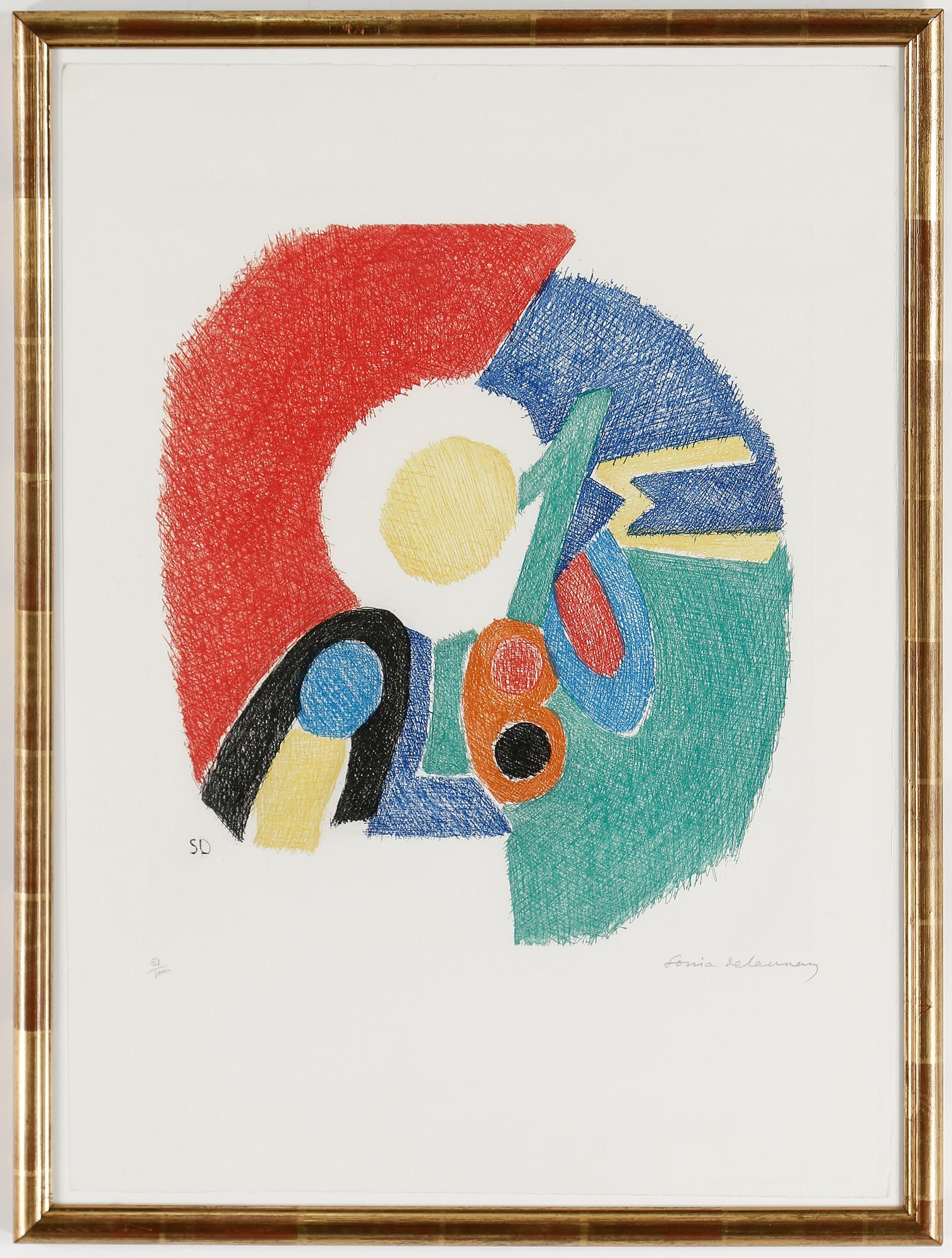 SONIA DELAUNAY, färgetsning, 1966, signerad med blyerts och numrerad 51/100.