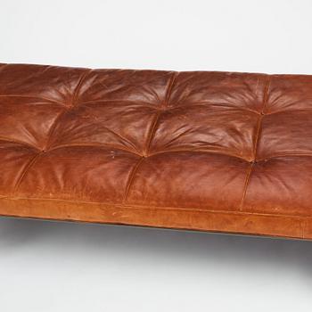 Poul Kjaerholm, A 'PK-80' steel and brown leather daybed, E Kold Christensen, Denmark 1960s.