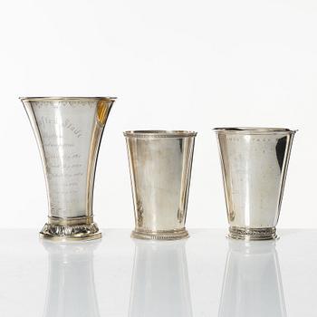 Bägare, 3 st, silver, Sverige, 1900-talets första hälft.