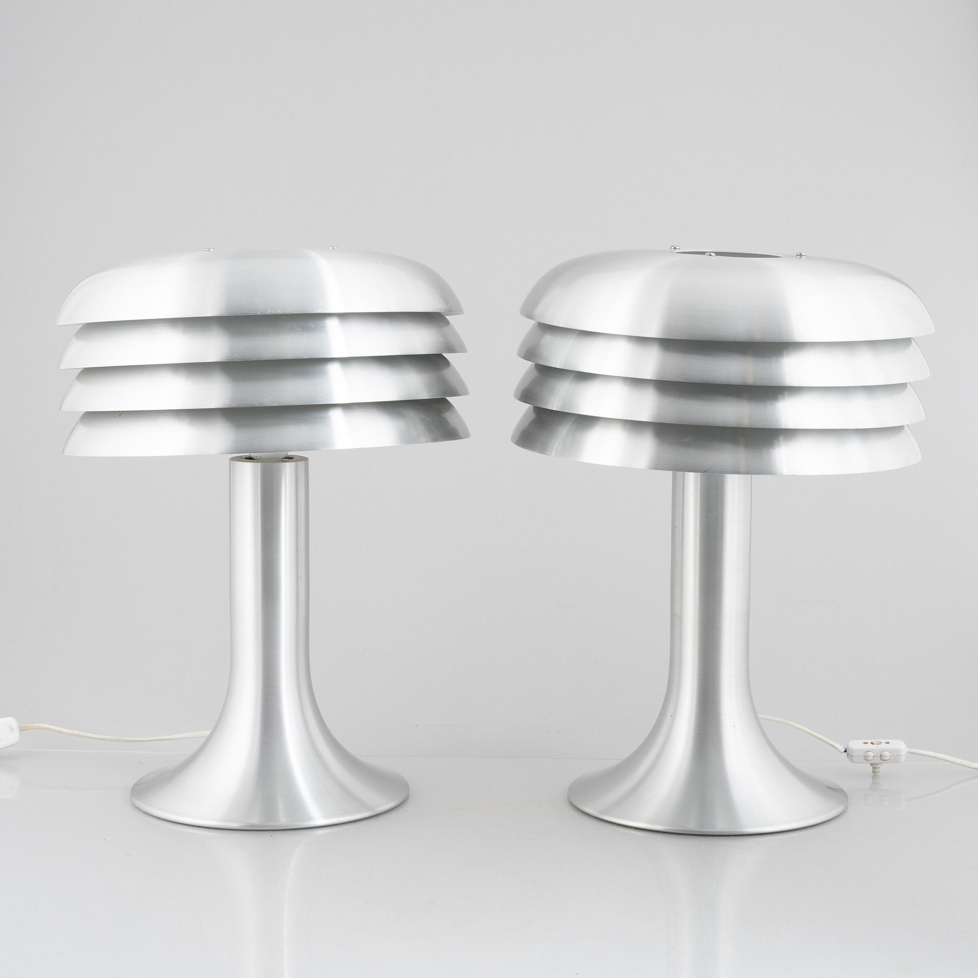 Hans-Agne Jakobsson, a pair of model BN-26 table lamps, Markaryd, Sweden, end of the 20th century.