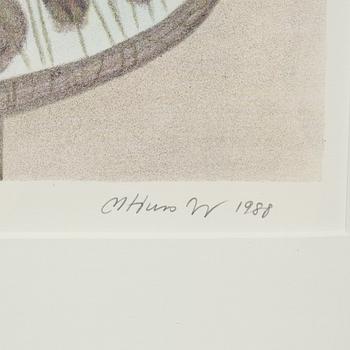 MONA HUSS WALLIN, färglitografi, signerad, daterad 1988 och numrerad 377/460.