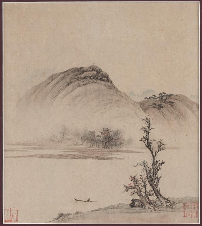 Two Chinese paintings, watercolour and ink on paper, Qing dynasty (1664-1912).