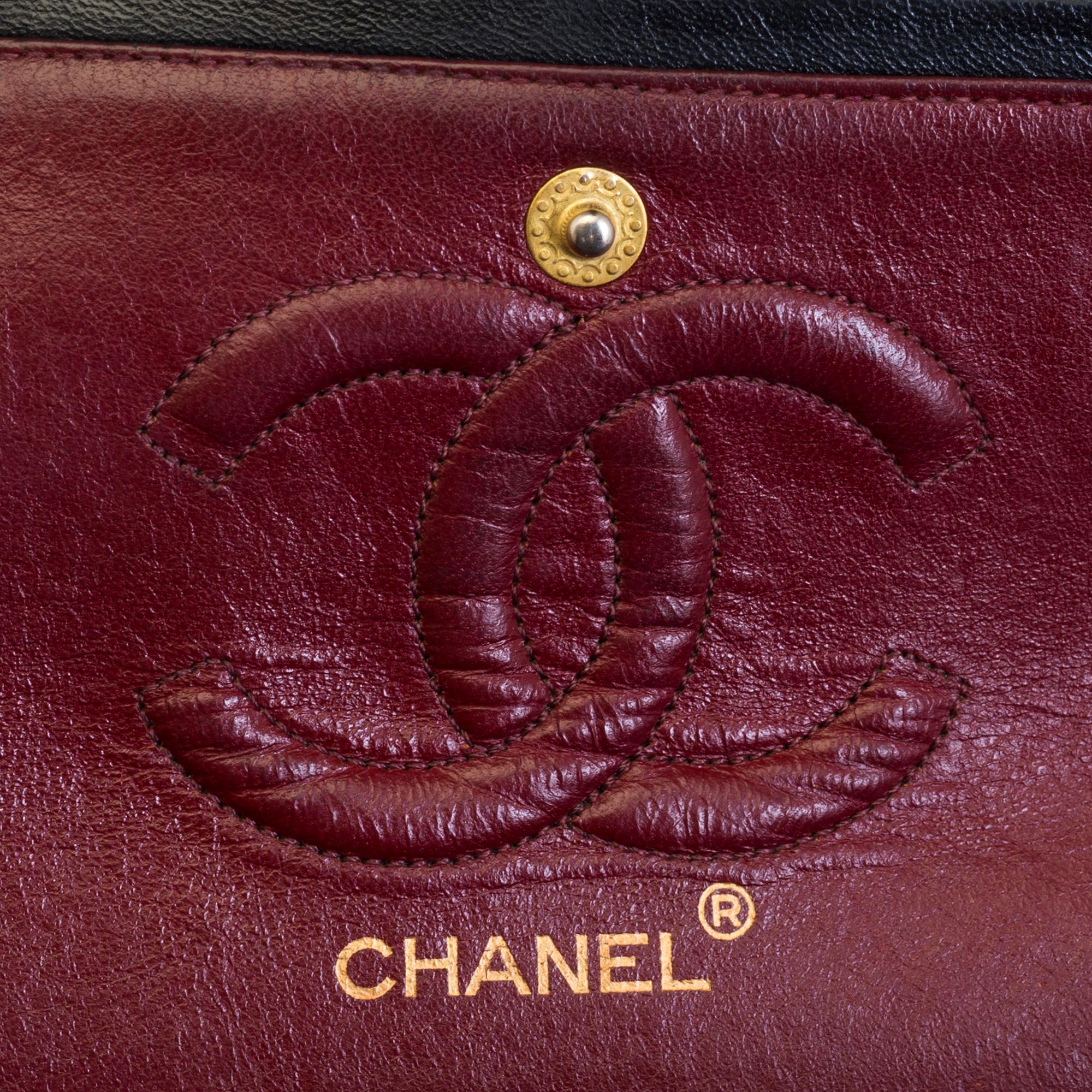CHANEL, a black leather shoulder bag, "Double Flap".
