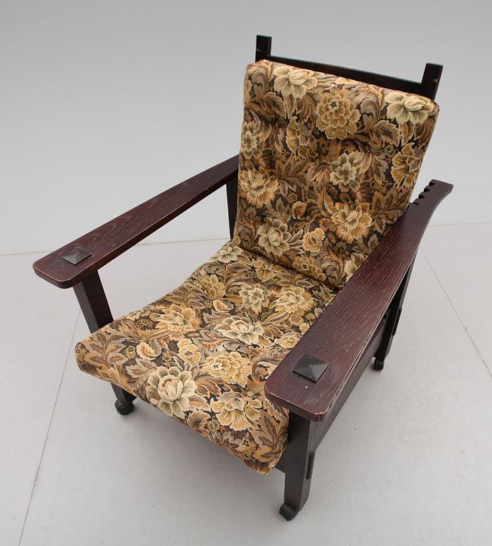 KARMSTOL, Arts & Crafts, möjligen Gustav Stickley Morris Chair 346, tidigt 1900-tal.