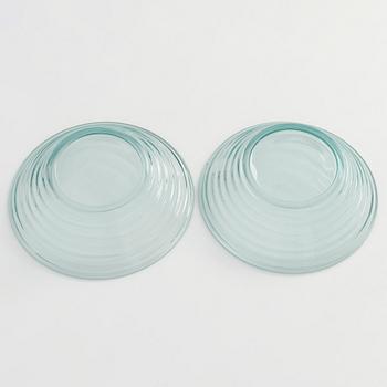 Aino Aalto, a set of two 1930's bowls, "Bölgeblick" for Karhula Glassworks, Finland.