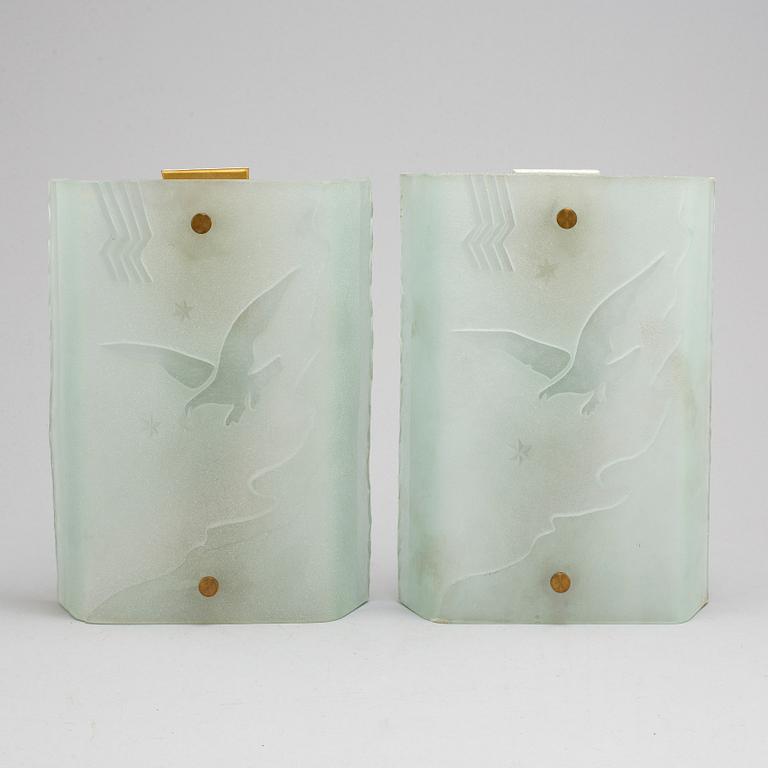 a pair of 1930's Art Déco wall lamps.