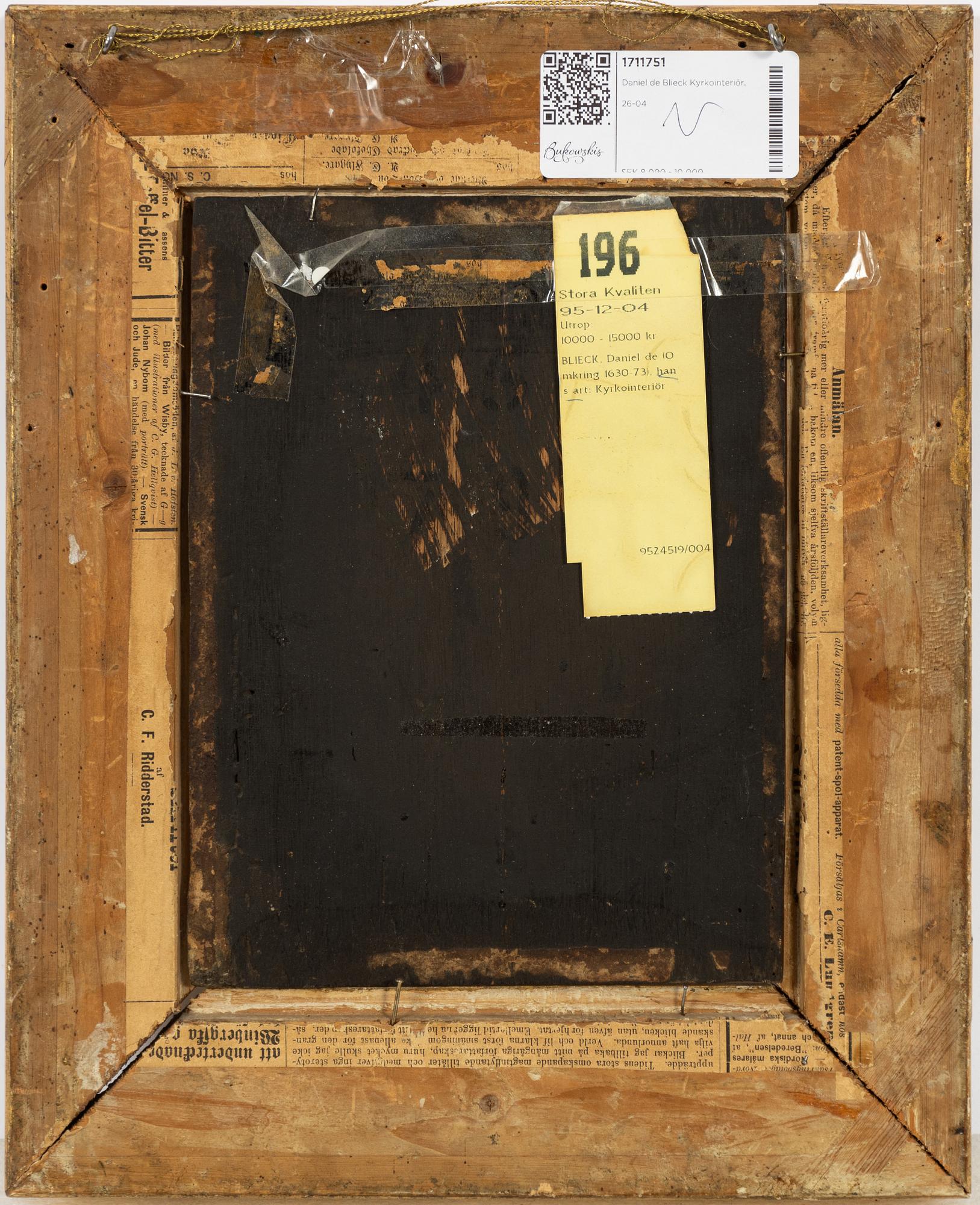 Daniël de Blieck, in the manner of, Church interior.