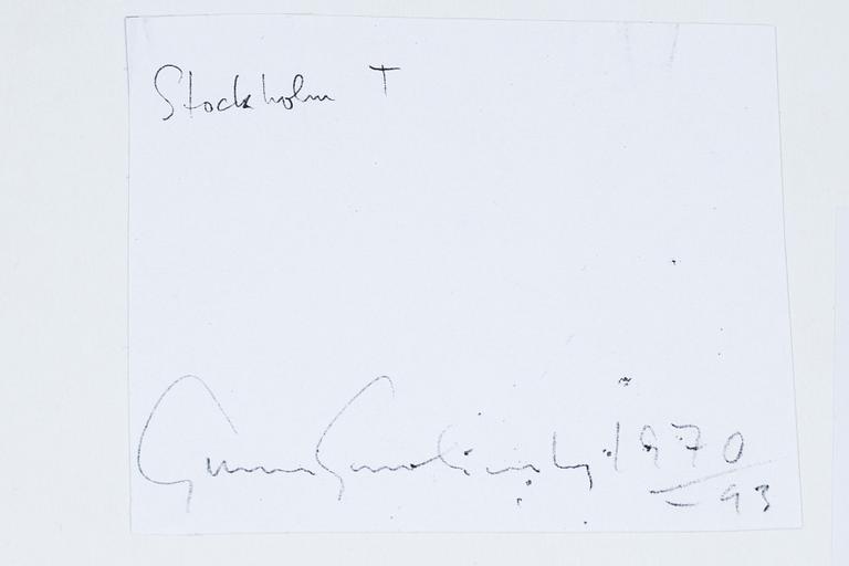 Gunnar Smoliansky, photograph signed and dated 1990 verso.