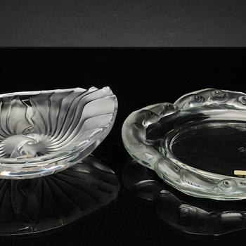 2 pcs of glass dish, Lalique,