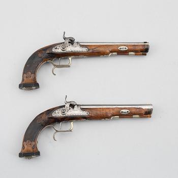 Percussion pistols, a pair, H. Sturm & G. Noack in Suhl.