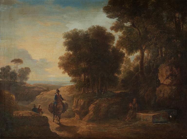 Agostino Aglio Attributed to, Italian landscape with figures.