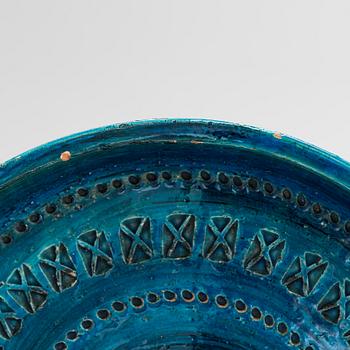 Aldo Londi,  A mid-20th century ceramic table lamp and three bowls, "Rimini blu", for Bitossi.